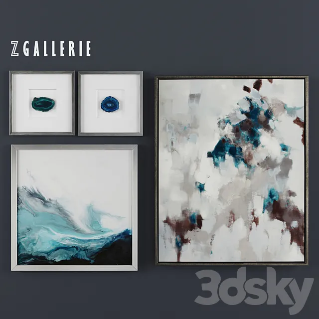 Z Gallerie Cerulean Impressions - Set of 4 3D Model