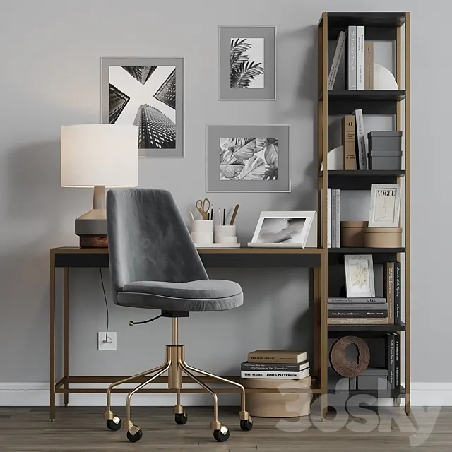 Zane Black Office Workplace West Elm 3DModel