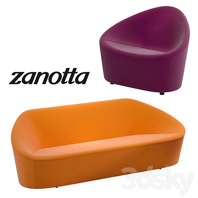 Zanotta Club 1010 sofa & armchair 3DModel