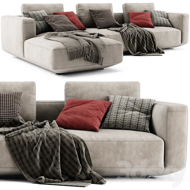 Zanotta Pianoalto Chaise Longue Sofa 3D Model