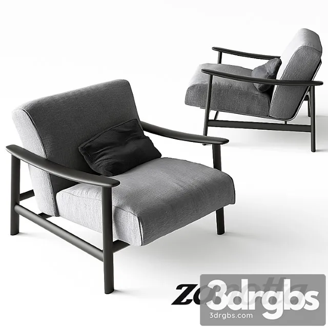 Zanotta Sushi Armchair Grey 3D Model Free