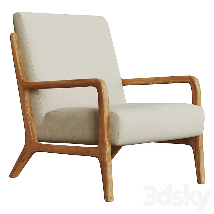 Zara Home Ash Wood and Linen Armchair 3D Model Free