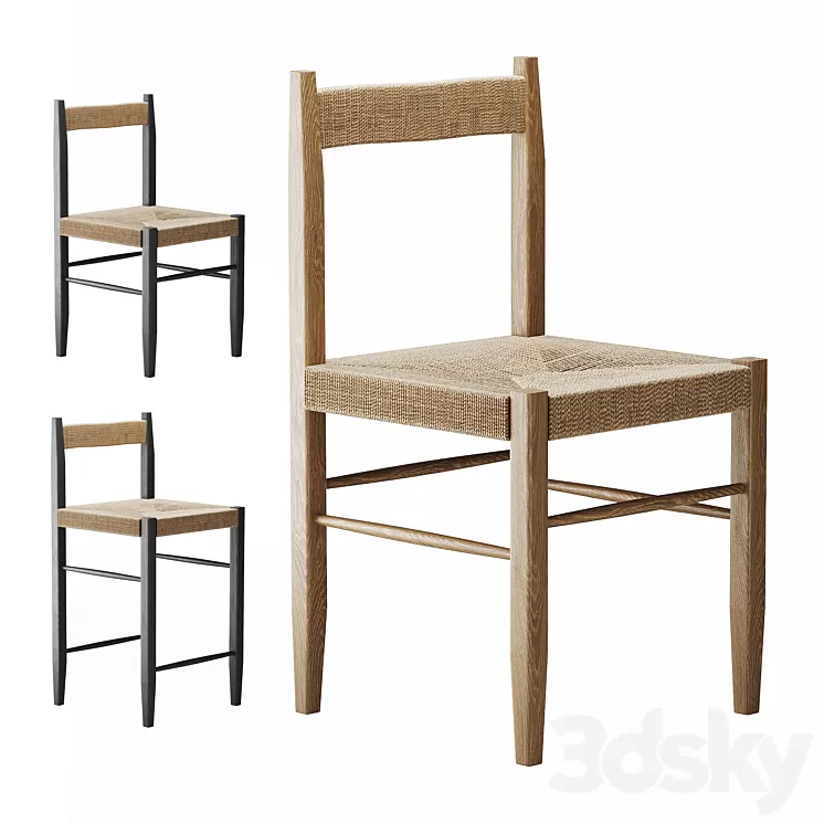 Zara home Ash wood chair and bar stool 3D Model Free