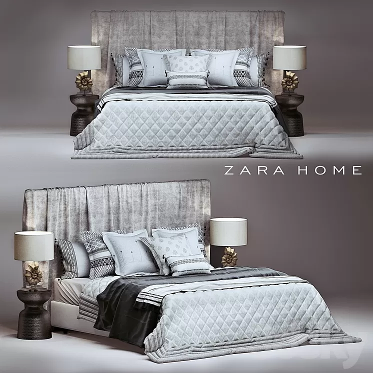 Zara Home bedroom set 3D Model