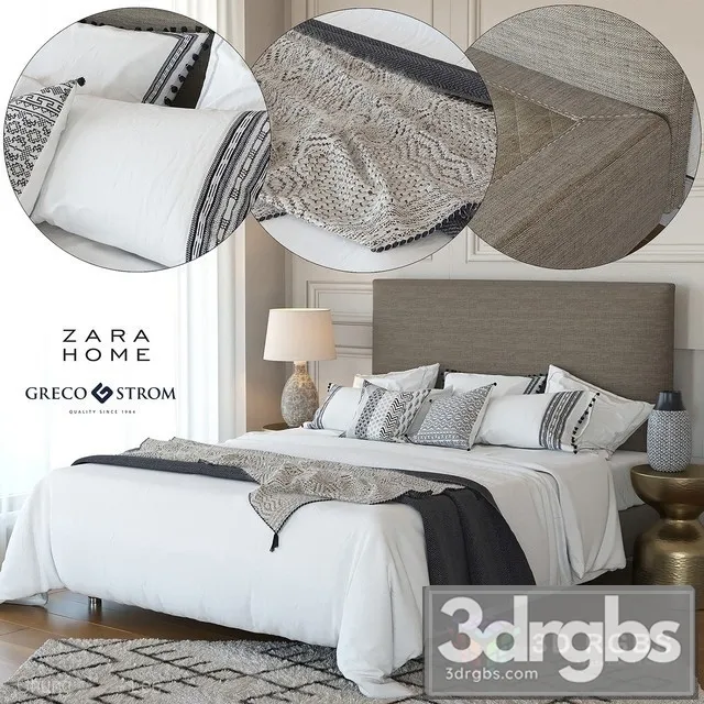 Zara Home Linen Col Bed 3D Model Free