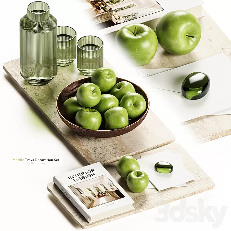 Zara Home - Marble Tray Decoration Set 3D Model Free