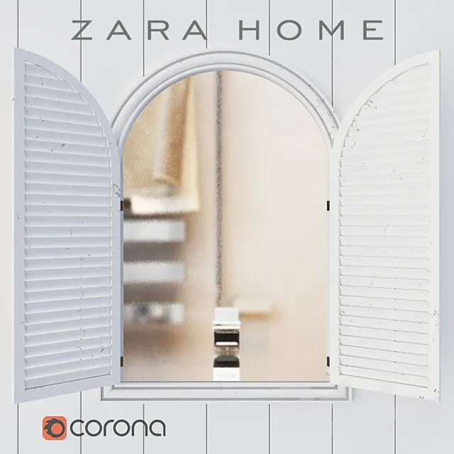 Zara Home mirror in a wooden frame 'SHUTTERS' 3D Model