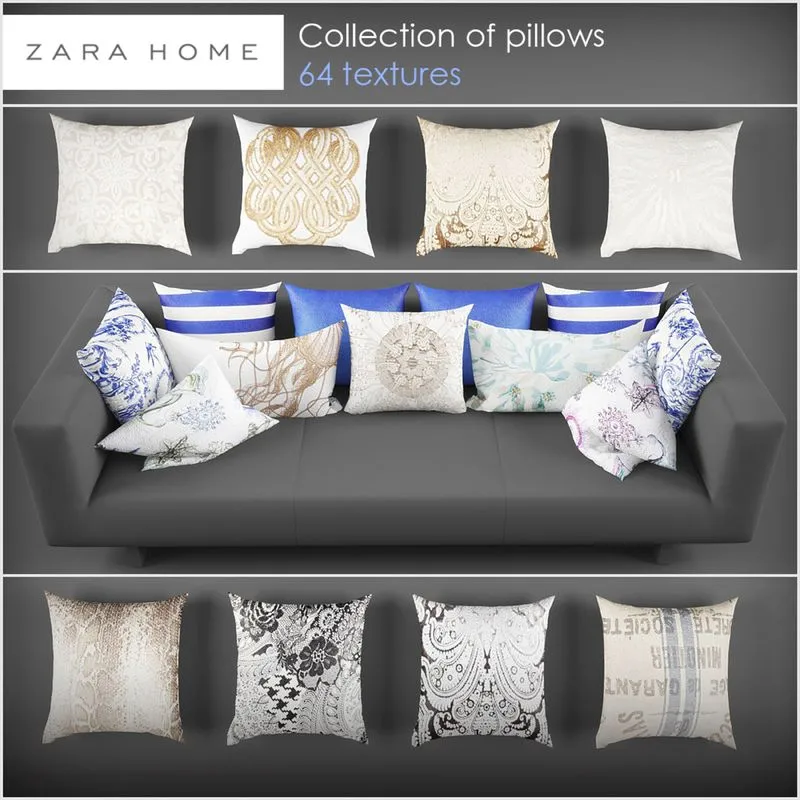 Zara Home pillows set 3D Model