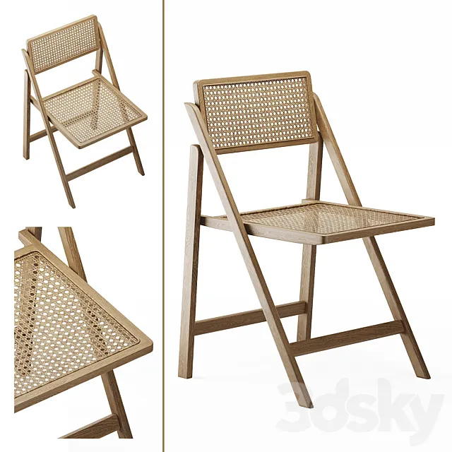 Zara Home RATTAN AND WOOD FOLDING CHAIR 3D Model