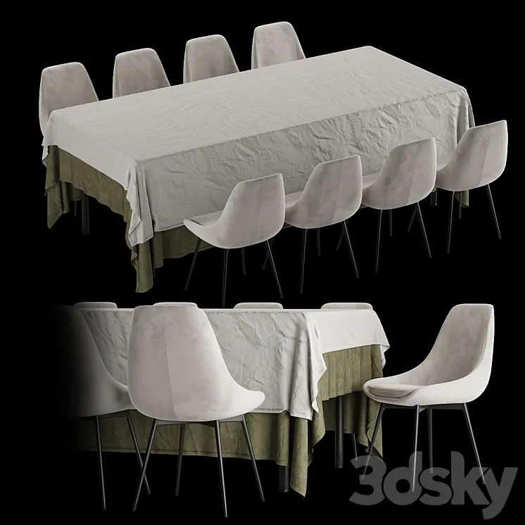 Zara home table + East Side chair | Table set 3D Model Free