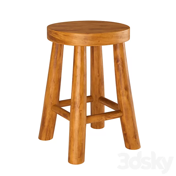 Zara Home Teak Stool 3D Model Free