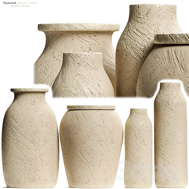 Zara Home - Textured Ceramic Vase Set 3DModel