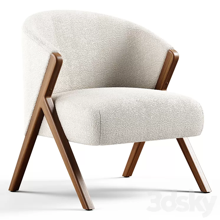 Zara Home – The armchair upholstered in boucle fabric 3D Model Free Download