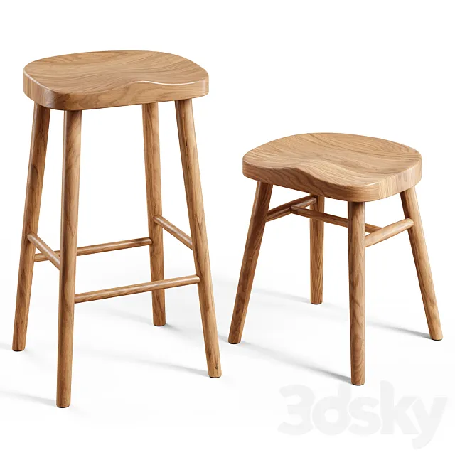 Zara Home - The ash wood stool 3DModel