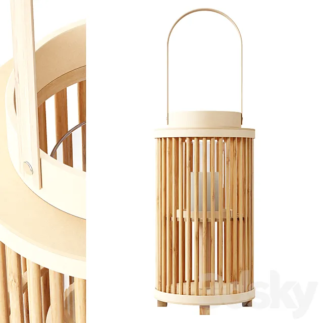 Zara Home - The bamboo decorative candle lantern 3D Model