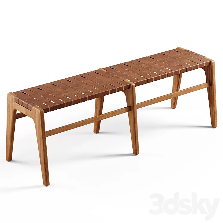 Zara Home - The bench made of wood and leather 3D Model