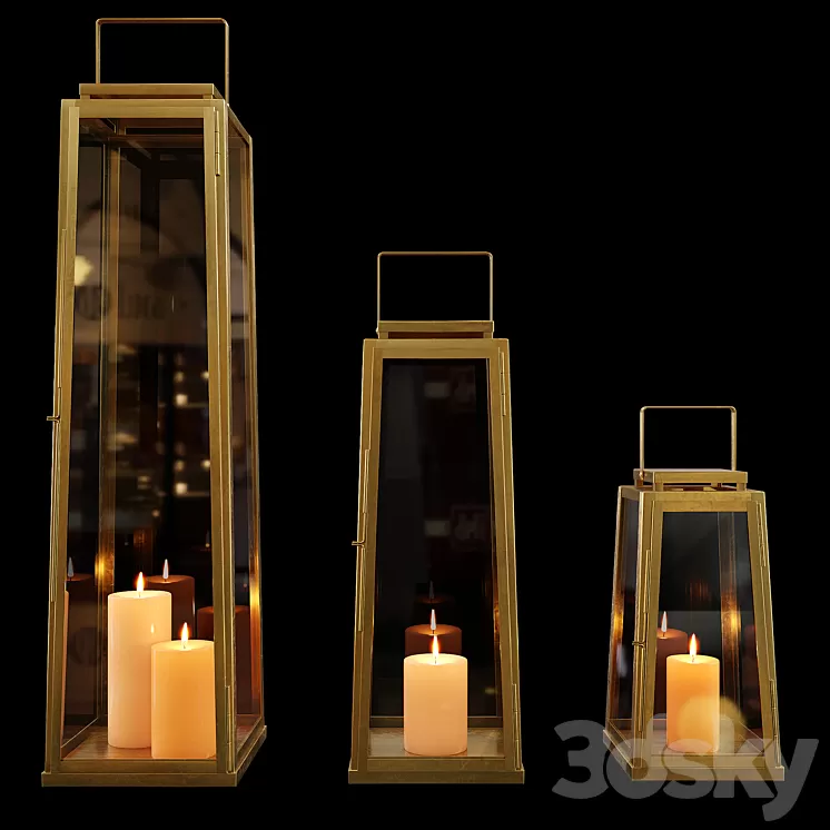 Zara Home - The golden decorative lantern for a candle 3D Model
