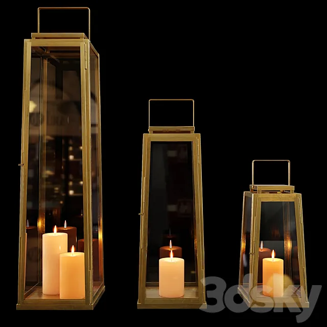 Zara Home - The golden decorative lantern for a candle 3DModel