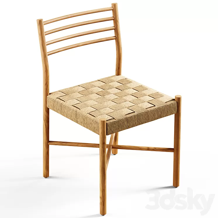 Zara Home - The oak chair with wicker seat 3D Model Free