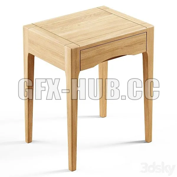 Zara Home The Oak Wood Bedside Table With Drawer 3D Model