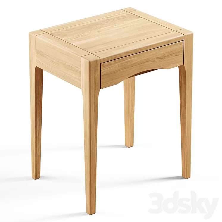 Zara Home - The oak wood bedside table with drawer 3D Model