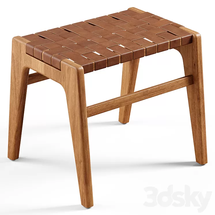 Zara Home - The stool with leather seat 3D Model Free