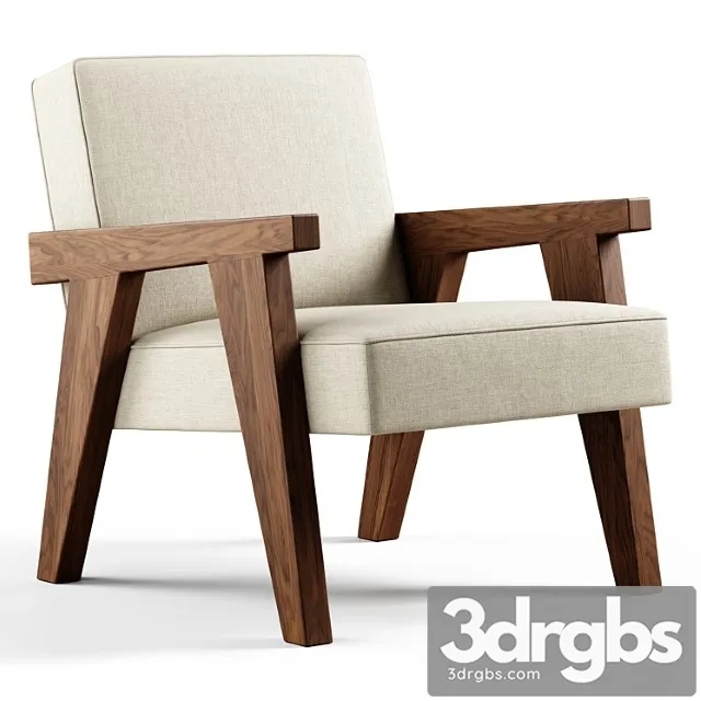 Zara home - the walnut armchair with hemp upholstery 3D Model Free