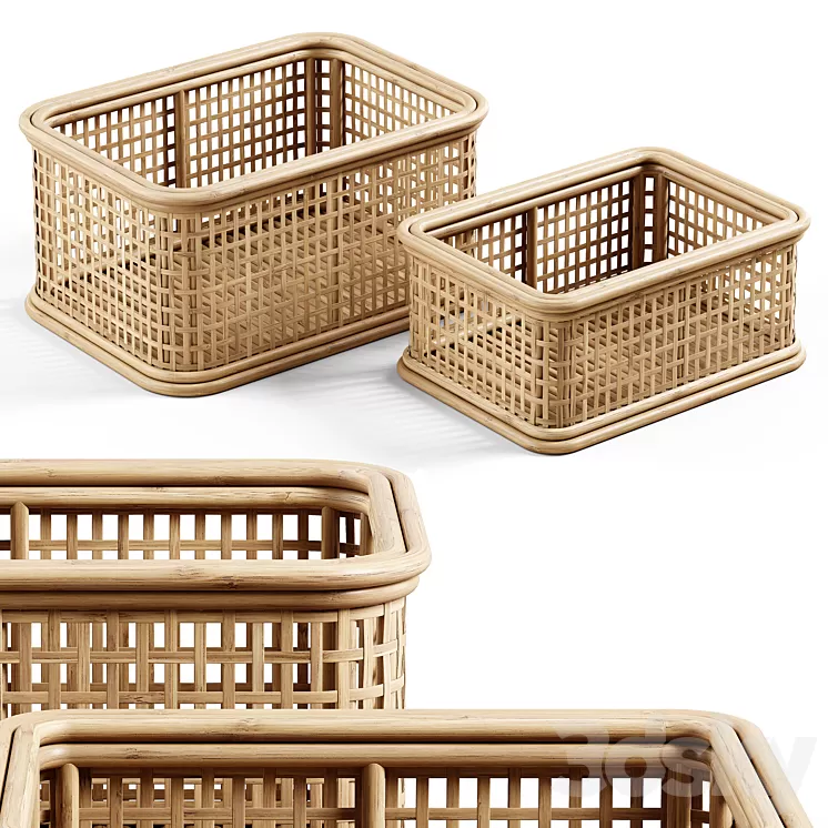 Zara Home - The wicker rattan basket 3D Model Free