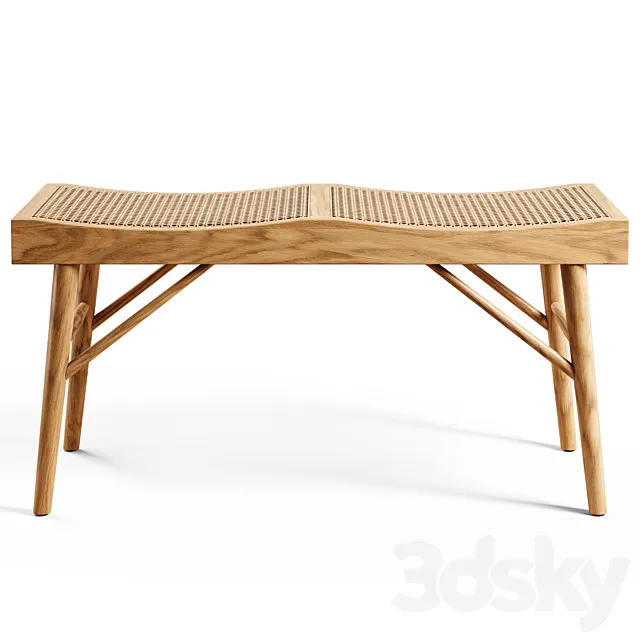 Zara Home - The wood and rattan bench - Medium 3D Model