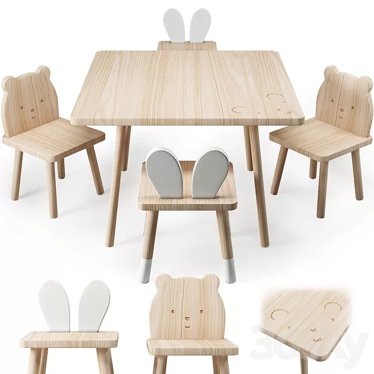 ZARA Table and Chair for Childrens 3D Model Free