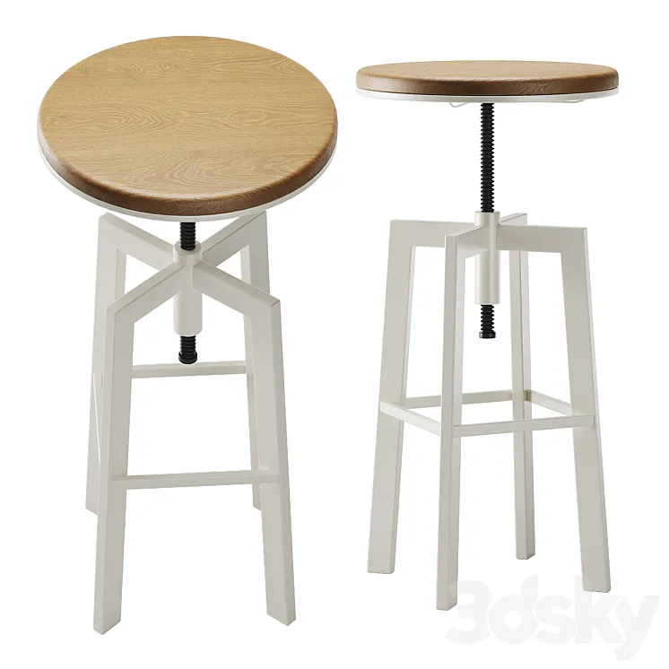 Zara Wooden and metal swivel stool 3D Model Free