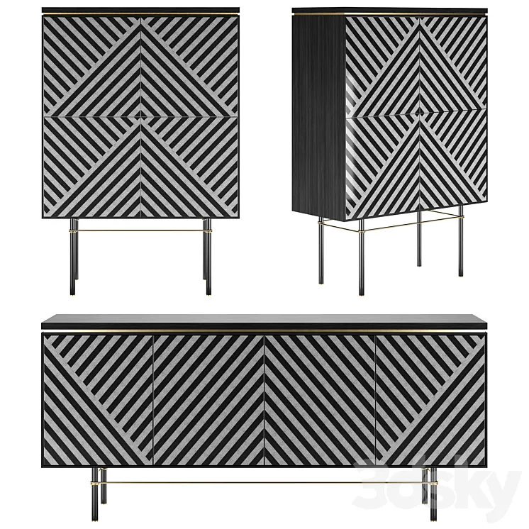 Zefiro Sideboard & Highboard by Capital Collection 3D Model Free