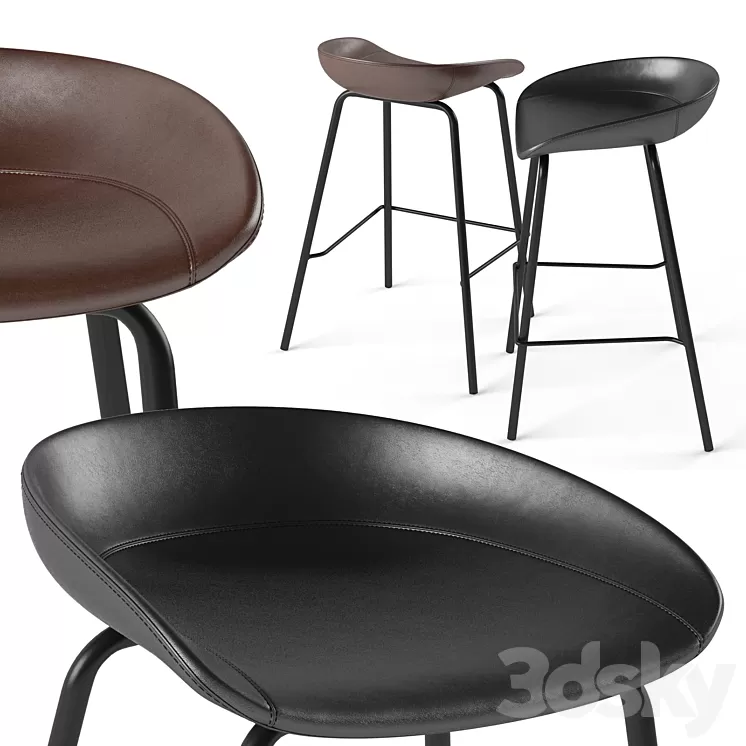 ZEIL Lowback Kitchen bar and counter stool 3D Model