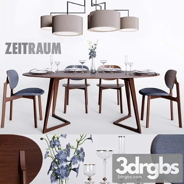 Zeitraum twist oval table & zenso chair & noon 5 lamp 2 3D Model Free