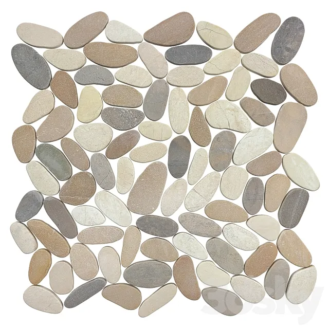 ZEN HARMONY WARM BLEND FLAT PEBBLE MOSAICS 3D Model