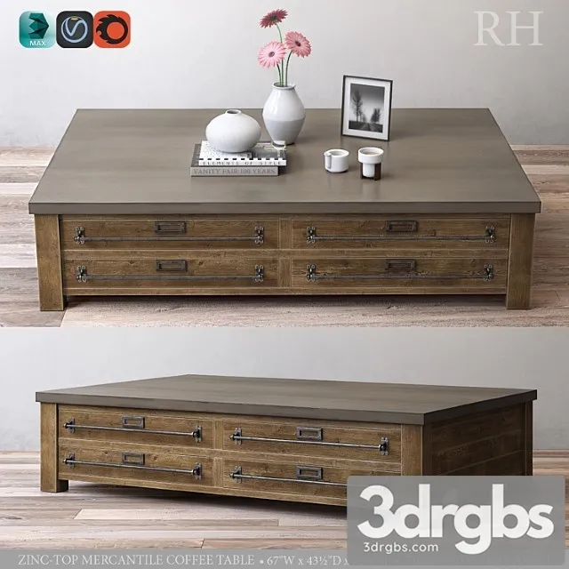 Zinc Top Mercantile Coffee Table 1 3D Model Free