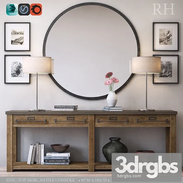 Zinc Top Mercantile Console 3D Model Free