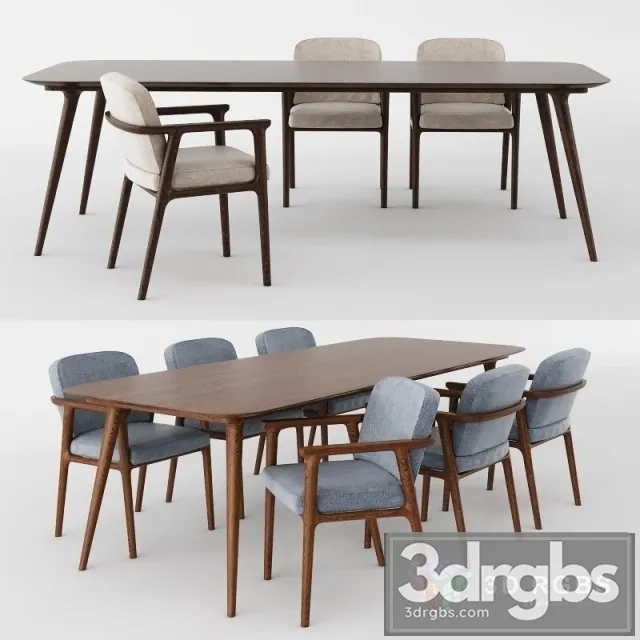 Zio Dining Table and Chair 3D Model Free