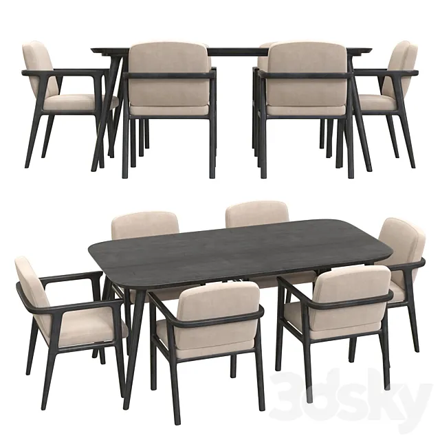 Zio Dining Table and Zio Dining Chair by Moooi 3D Model