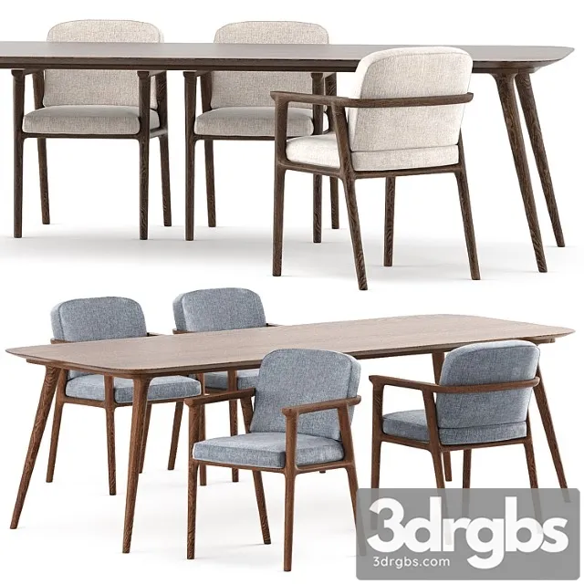 Zio Dining Table and Zio Dining Chair by Moooi 3D Model Free