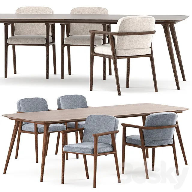Zio Dining Table and Zio Dining Chair by Moooi 3D Model