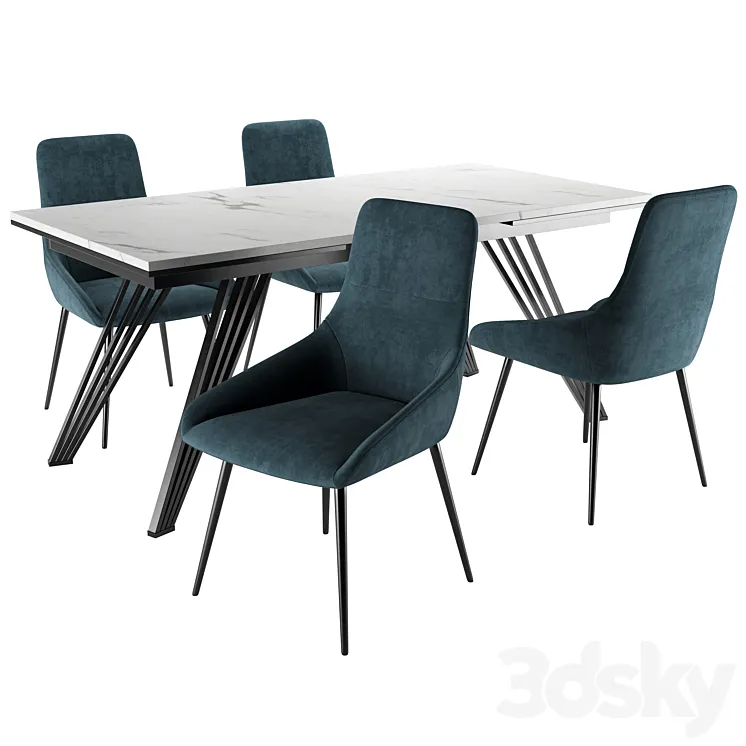 Zoe Chair and Parma Table 3D Model Free