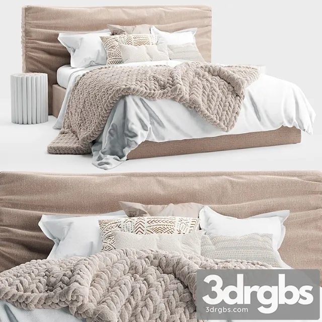 Zulu upholstered bed 2 3D Model Free