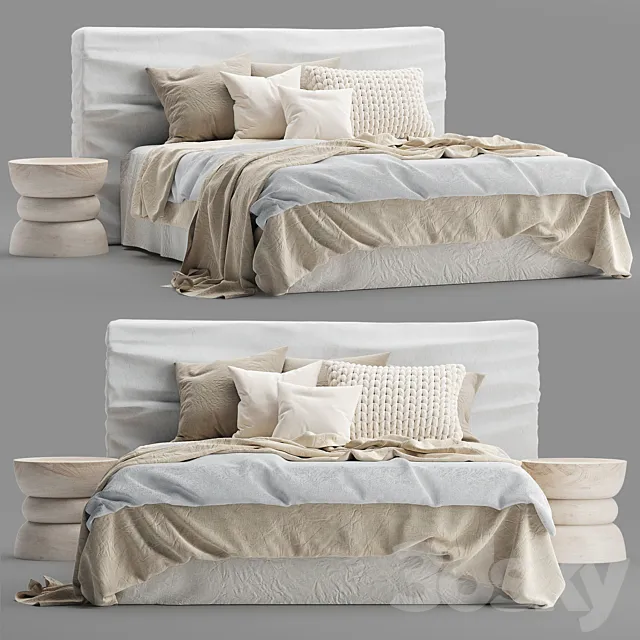 Zulu Upholstered Bed White 3DModel