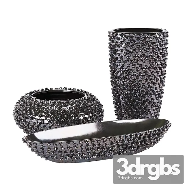 Zuo Urchin Vases Black 3D Model Free