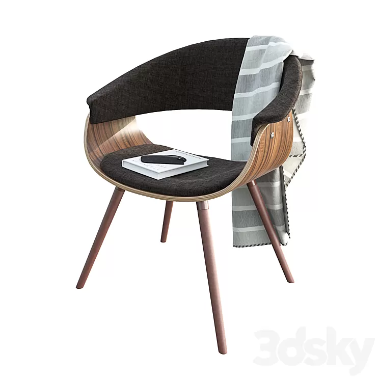 Zuo – Vintage mod accent chair walnut espresso 3D Model